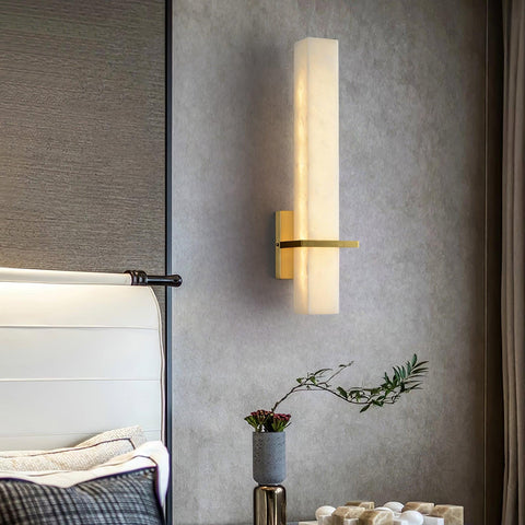 Alabaster Column LED Wall Sconce for Bedroom and Hallway Lighting