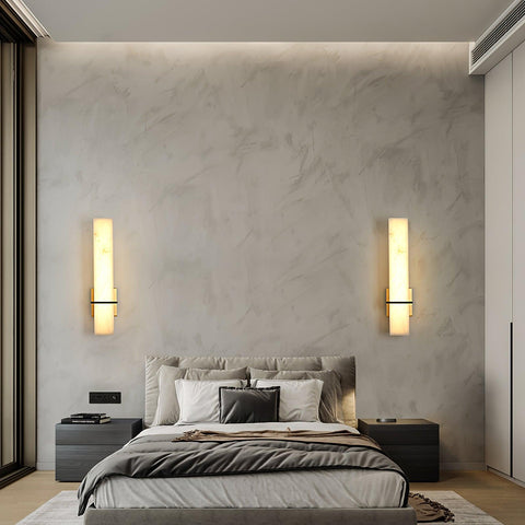 Alabaster Column LED Wall Sconce for Bedroom and Hallway Lighting