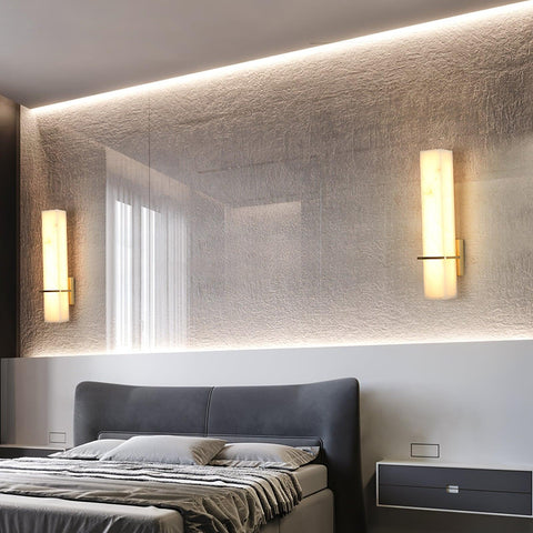 Alabaster Column LED Wall Sconce for Bedroom and Hallway Lighting