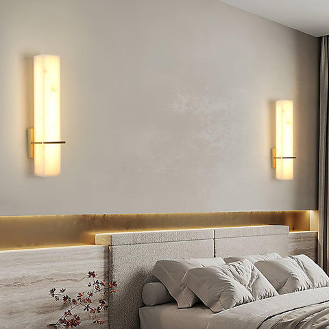 Alabaster Column LED Wall Sconce for Bedroom and Hallway Lighting
