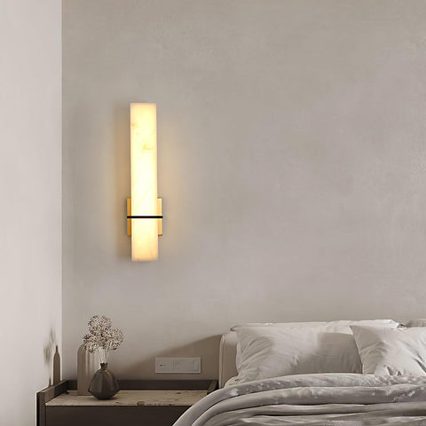 Alabaster Column LED Wall Sconce for Bedroom and Hallway Lighting