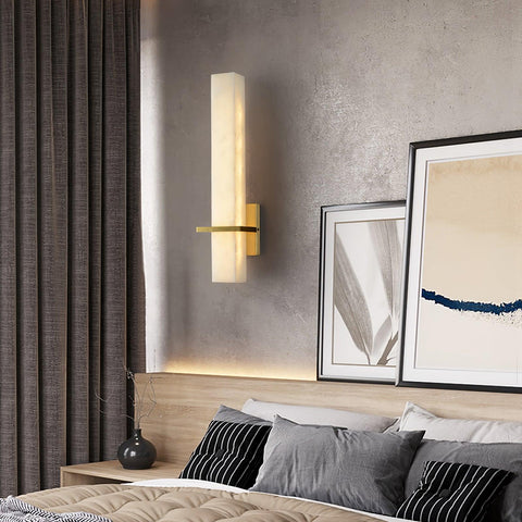 Alabaster Column LED Wall Sconce for Bedroom and Hallway Lighting