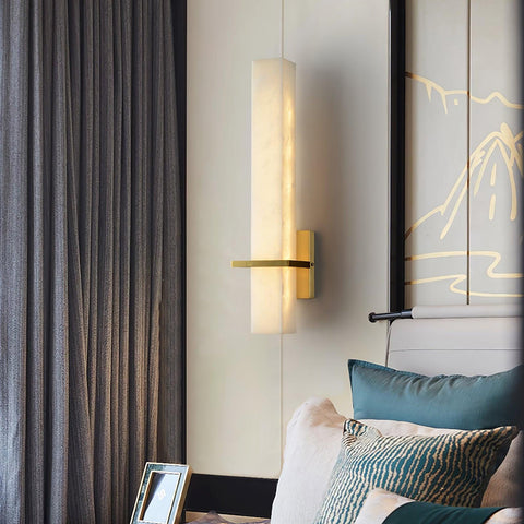 Alabaster Column LED Wall Sconce for Bedroom and Hallway Lighting