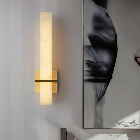 Alabaster Column LED Wall Sconce for Bedroom and Hallway Lighting