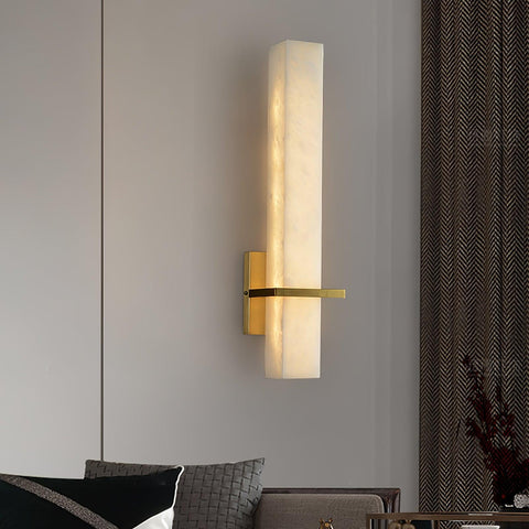 Alabaster Column LED Wall Sconce for Bedroom and Hallway Lighting