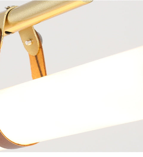 Linear LED Pendant Light with Acrylic Shade and Faux Leather Straps