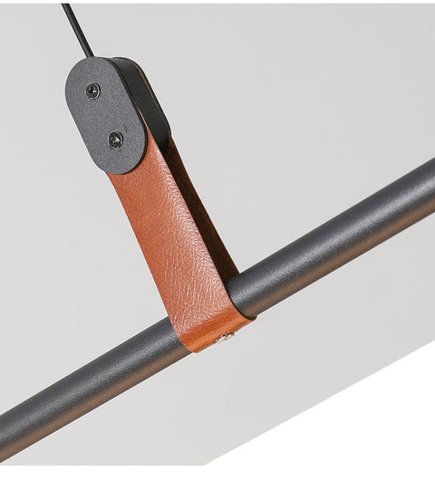 Linear LED Pendant Light with Acrylic Shade and Faux Leather Straps