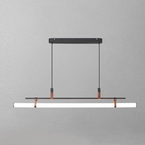 Linear LED Pendant Light with Acrylic Shade and Faux Leather Straps