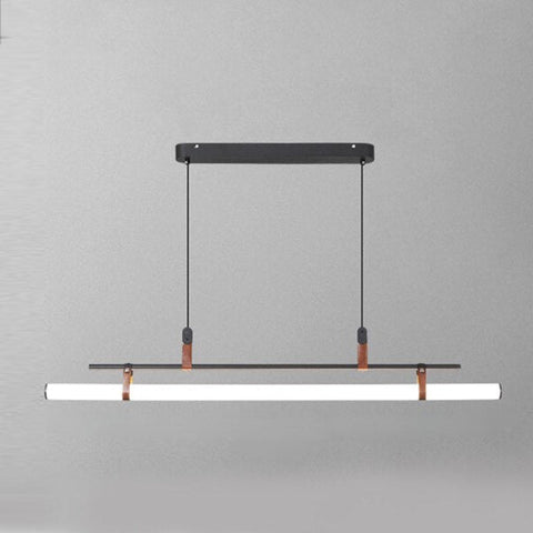 Linear LED Pendant Light with Acrylic Shade and Faux Leather Straps
