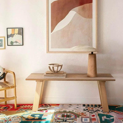 Mushroom-Shaped Wood Table Lamp with Fabric Shade — product view