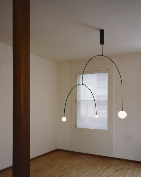 Mobile Arc Chandelier with Adjustable Hanging Globes
