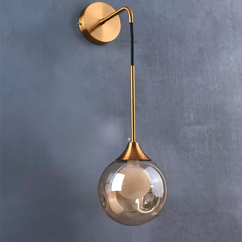 Hanging Glass Globe Wall Sconce for Bedrooms, Hallways, and Living Rooms