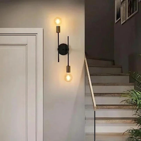 Two-Light Industrial Ceiling Fixture with Metal Arms — product view