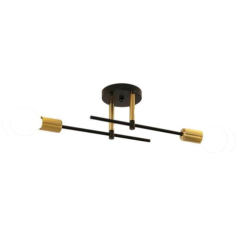 Two-Light Industrial Ceiling Fixture with Metal Arms — product view