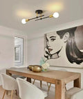 Two-Light Industrial Ceiling Fixture with Metal Arms — product view