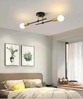 Two-Light Industrial Ceiling Fixture with Metal Arms — product view