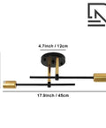 Two-Light Industrial Ceiling Fixture with Metal Arms — product view
