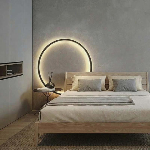 Modern LED Ring Wall Lamp – Metal & Acrylic Bedroom Wall Light with USB Charging / KRETS