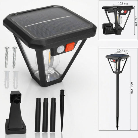 Solar Garden Post Light with Motion Sensor and Ground Stake