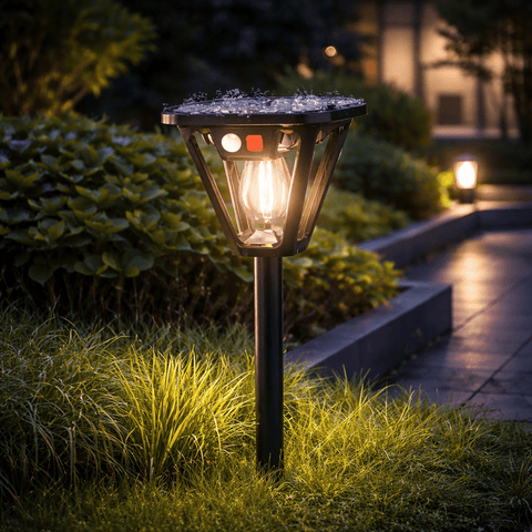 Solar Garden Post Light with Motion Sensor and Ground Stake