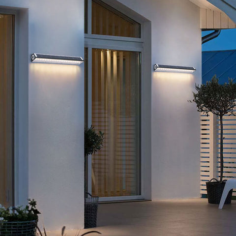 Solar and USB LED Wall Light with Slim Strip Profile for Outdoors