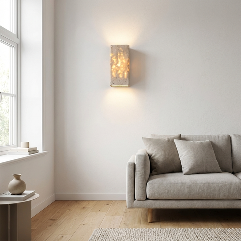 Travertine LED Wall Sconce with Rectangular Up-and-Down Light