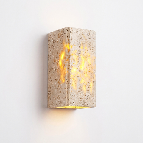 Travertine LED Wall Sconce with Rectangular Up-and-Down Light