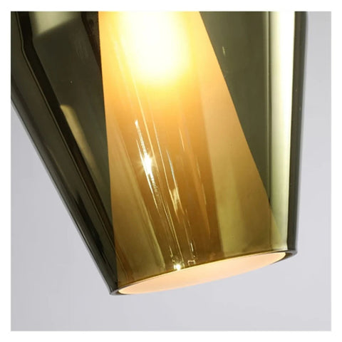 Colored Glass Pendant Light with Geometric Shade