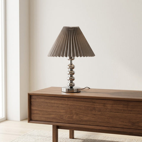 Conical Table Lamp with Pleated Shade