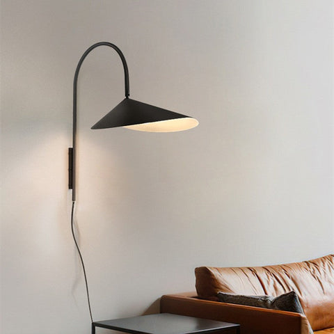 Iron Arum Wall Sconce with Curved Shade