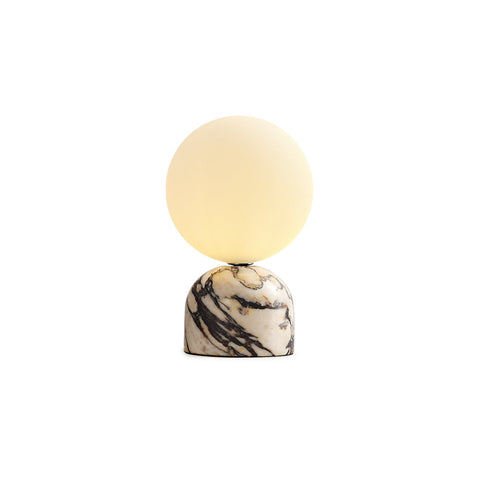 Modern Spherical Glass Table Lamp with Decorative Marble or Travertine Base