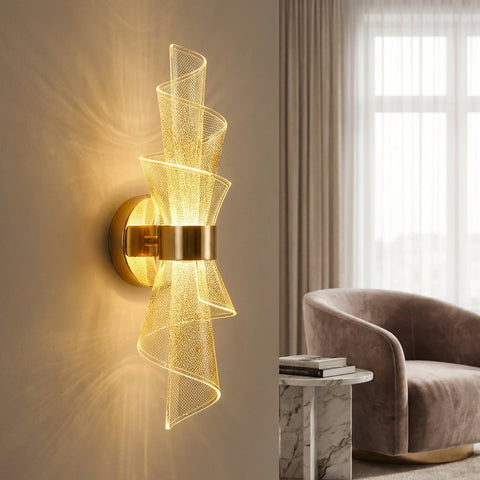 Sculptural Acrylic Wall Light with Integrated LED Illumination and Metal Mount