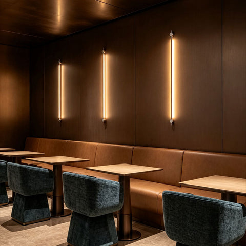 Linear Wall Sconce Lighting with LED Stainless Steel and Black Wall