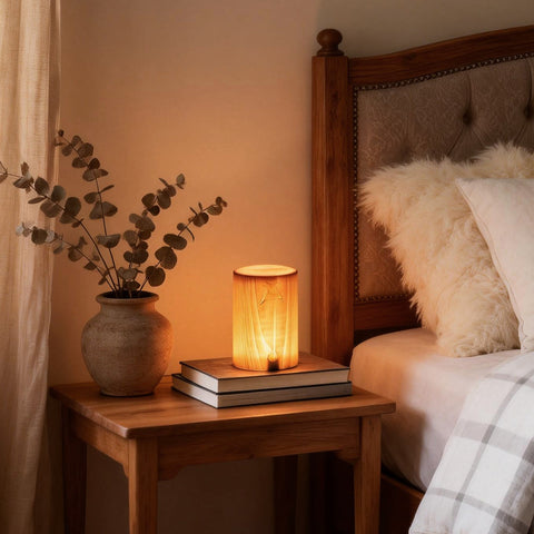 Wood LED Table Lamp with Touch Control and Adjustable Brightness