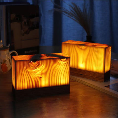 Wood LED Table Lamp with Touch Control and Adjustable Brightness