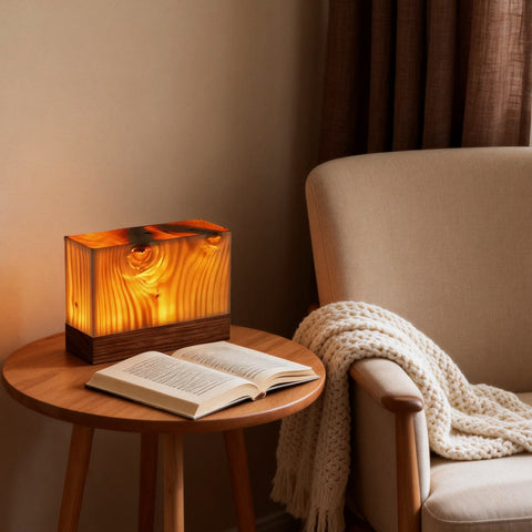 Wood LED Table Lamp with Touch Control and Adjustable Brightness