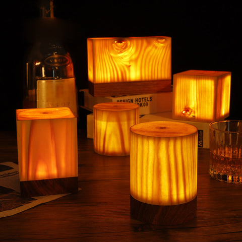 Wood LED Table Lamp with Touch Control and Adjustable Brightness