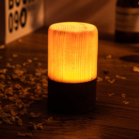Wood LED Table Lamp with Touch Control and Adjustable Brightness