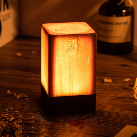 Wood LED Table Lamp with Touch Control and Adjustable Brightness