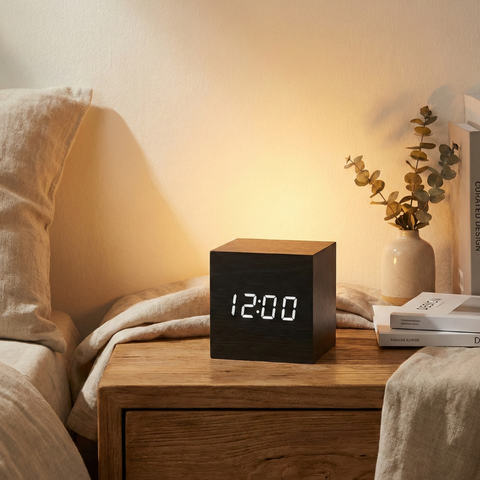 Digital Alarm Clock with Cube Design and Adjustable LED Display