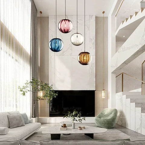Modern Glass Globe LED Pendant Light for Contemporary Dining and Living Spaces