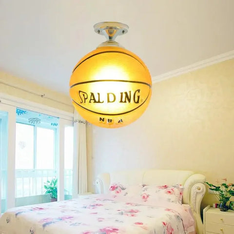 Football Globe LED Ceiling Light with Playful Sports Design for Children's Rooms