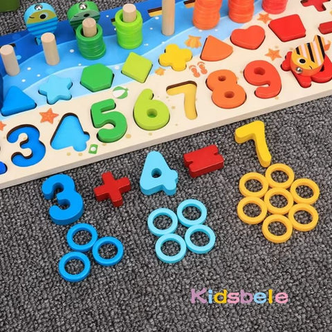 Wooden Counting and Sorting Board with Magnetic Fishing Game — product view