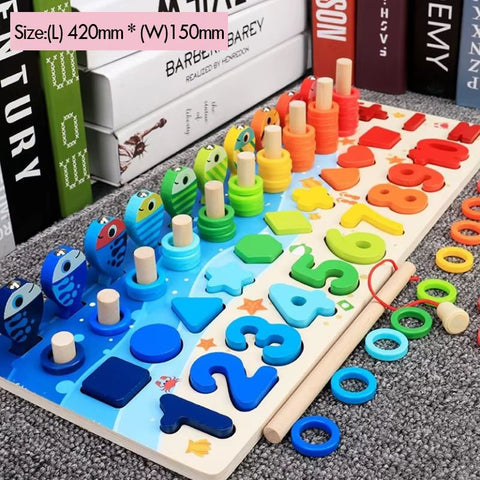 Wooden Counting and Sorting Board with Magnetic Fishing Game — product view