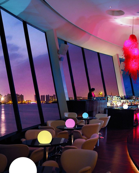 LED Globe Table Lamp with Remote Dimming and Cordless Ambient Lighting
