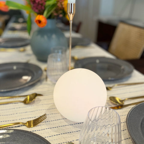 LED Globe Table Lamp with Remote Dimming and Cordless Ambient Lighting