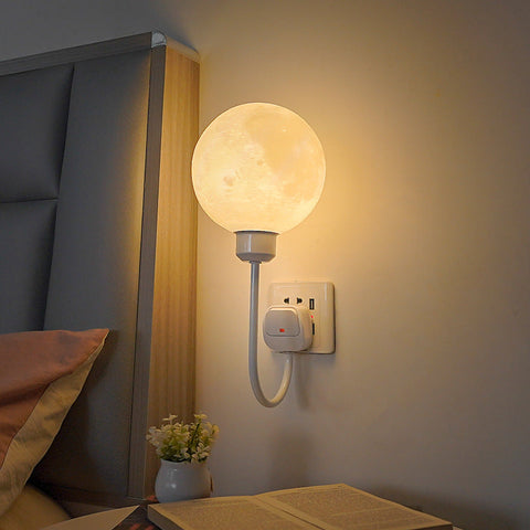 Plug-In Moon Wall Light with Textured Globe Shade — product view