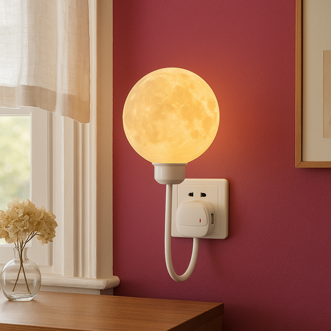 Plug-In Moon Wall Light with Textured Globe Shade — product view