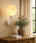 Plug-In Moon Wall Light with Textured Globe Shade — product view