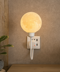 Plug-In Moon Wall Light with Textured Globe Shade — product view